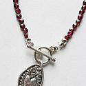 Sacred Heart Charm on Garnet Beaded Necklace - The Mercy Necklace