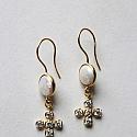 Fresh Water Pearl Earrings with CZ Cross - The Grace Earrings