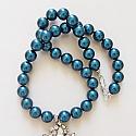 OOAK - Peacock Blue Swarovski Glass Pearls & Vintage Brooch Necklace - The Une Fete Necklace