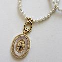 Vintage Japanese Glass Pearls with CZ Cross Necklace - The Blessed Necklace