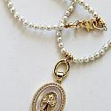 Vintage Japanese Glass Pearls with CZ Cross Necklace - The Blessed Necklace