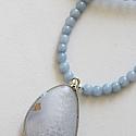 OOAK Blue Opal Pendant & Lace Agate Beaded Necklace - The Skye Necklace
