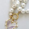 Vintage Glass Pearl Necklace & MOP Heart Pendant - The Lauren Necklace