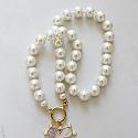 Vintage Glass Pearl Necklace & MOP Heart Pendant - The Lauren Necklace