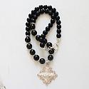 OOAK Black Onyx & Silver Cross Necklace - The Story Necklace