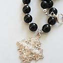 OOAK Black Onyx & Silver Cross Necklace - The Story Necklace