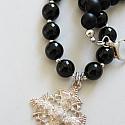 OOAK Black Onyx & Silver Cross Necklace - The Story Necklace