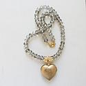 Ex Voto Milagro Vintage Brass Heart Locket  & Czech Glass Necklace - The Milagro Necklace