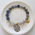 Labradorite, Vintage Glass, Czech Glass + Cross Bracelet - The Truth Bracelet