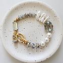 Fresh Water Pearl, Czech Glass + CZ Bracelet - The Drift Bracelet