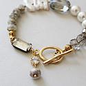 Fresh Water Pearl, Czech Glass + CZ Bracelet - The Drift Bracelet