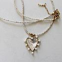 Vintage Glass Micro Pearls + Petite MOP Heart Necklace - The Petite Lauren Necklace