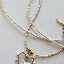 Vintage Glass Micro Pearls + Petite MOP Heart Necklace - The Petite Lauren Necklace