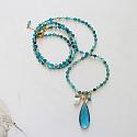 Apatite Beaded Necklace with Teal Quartz Pendant - The Jenna Necklace