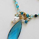 Apatite Beaded Necklace with Teal Quartz Pendant - The Jenna Necklace