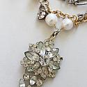 OOAK Rhinestone, Fresh Water Pearl, Chain - The Tiffany Necklace