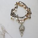 OOAK Rhinestone, Fresh Water Pearl, Chain - The Tiffany Necklace