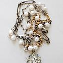 OOAK Rhinestone, Fresh Water Pearl, Chain - The Tiffany Necklace