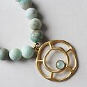 Amazonite and Gold Aqua Chalcedony Pendant - The Aria Necklace