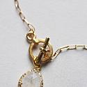 Gold Plated Paper Clip Chain and Moonstone/CZ Pendant Necklace - The Allie Necklace