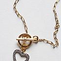 CZ Heart Pendant on Gold Plated Paper Clip Chain - The Sierra Necklace