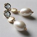 Blue Chalcedony and Vintage Glass Pearl Earrings -  The Marla Earrings
