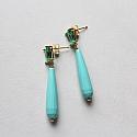 Turquoise Teardrops and Green Chalcedony Post Style Earrings - The Isla Earrings