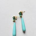 Turquoise Teardrops and Green Chalcedony Post Style Earrings - The Isla Earrings