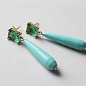 Turquoise Teardrops and Green Chalcedony Post Style Earrings - The Isla Earrings