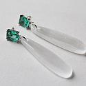 Selenite and Green Chalcedony Post Style Earring - The Jamie Earrings
