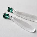 Selenite and Green Chalcedony Post Style Earring - The Jamie Earrings