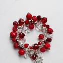 Holiday Red Charm Bracelet with Snowflake Charm - The Holly Bracelet