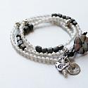 Czech Glass and Indonesian Lava Bead Wrap Bracelet - The Finch Bracelet