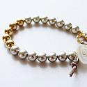 Vintage Glass Pearl and Brass Bracelet - The Shining Star Bracelet