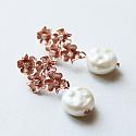 Rose Gold CZ and Vintage Glass Pearl Earrings - The Kristen Earrings