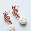 Rose Gold CZ and Vintage Glass Pearl Earrings - The Kristen Earrings