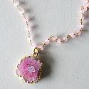 Rose Quartz and Pink Solar Quartz Pendant - The Chelsea Necklace