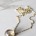 Crystal Quartz Ball Pendant on Gold Chain - The Aria Necklace