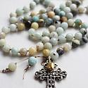 Filigree Cross, Amazonite Handtied Necklace - The Sovereign Necklace