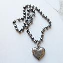 Gray Fresh Water Pearls and Heart Pendant Necklace - The Momma Heart Necklace