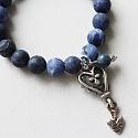 Matte Sodalite and Articulated Heart Stretch Bracelet - The Riley Bracelet