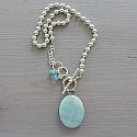 Amazonite Pendant on Sterling Silver Clad Ball Chain - The Amali Necklace