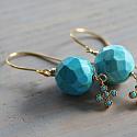 Faceted Turquoise and Turquoise Charm Earrings - The Biscayne Earrings