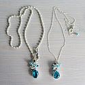 Blue Topaz and Sterling Pendant Cluster Necklace - The Emory Necklace