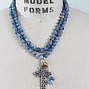 Blue Adventurine Hand Tied Boho Cross Necklace - The Joy Necklace