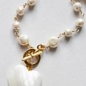 Mother of Pearl Heart and Vintage Japanese Glass Pearls - The Madri Necklace