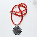 Carnelian or Terra Agate and Sunflower Pendant - The Sunny Necklace