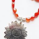 Carnelian or Terra Agate and Sunflower Pendant - The Sunny Necklace