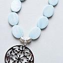 Mother of Pearl Shell and Silver Pendant Necklace - The Skylar Necklace