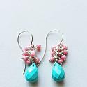 Turquoise and Coral Drop Earrings - The Palmetto  Earrings